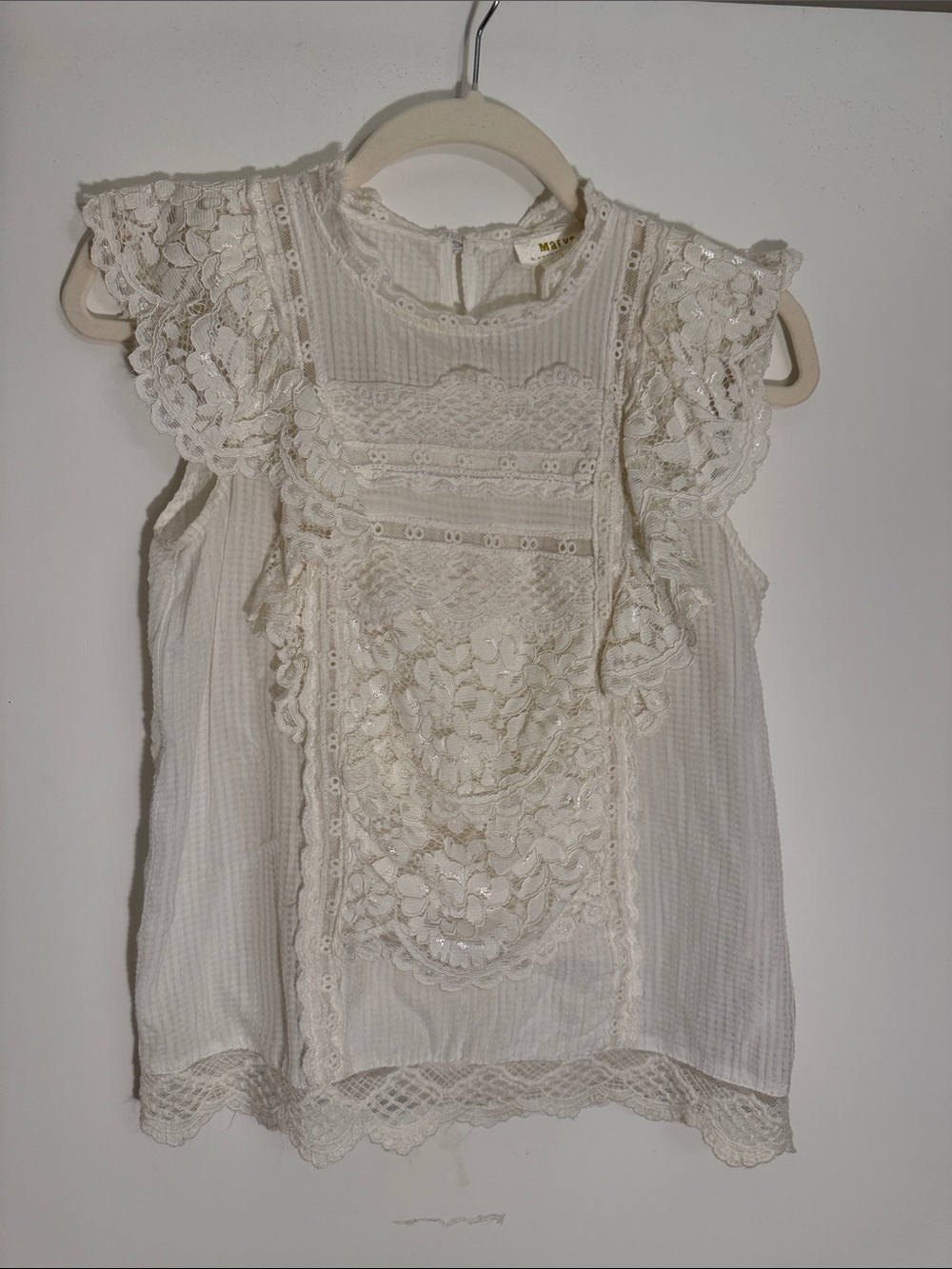 Anthropologie Maeve Cream Lace Blouse